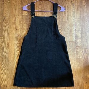 Black Corduroy Overalls Dress